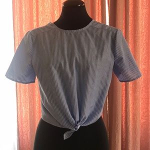 Blue blouse with white stripes
